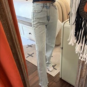 Zara Sky Blue Straight Leg Women's Jeans